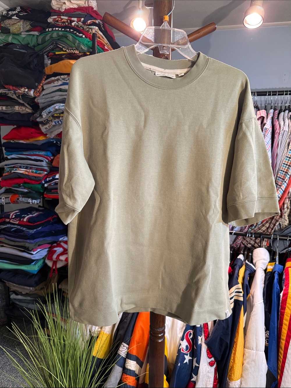Minimalist Olive Green Boxy Tee - heavyweight